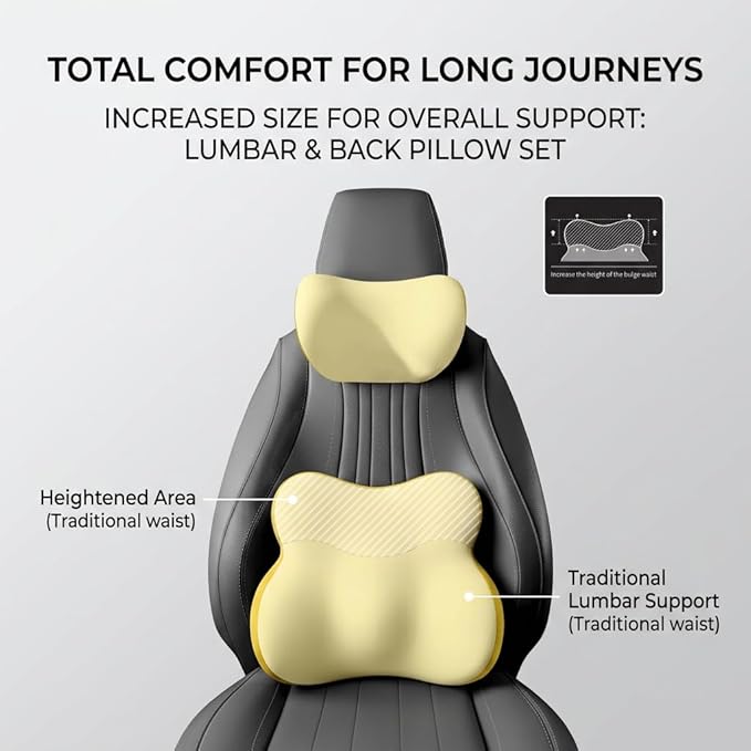 Car Headrest Pillow & Lumbar for Audi A1 A3 A4 A5 A6 A7 A8 A4L A6L A8L Q2 Q3 Q5 Q7 Q5L Sq5/A3 8P/A4 B7, Car Seat Neck Pillow Back Support, Breathable All-Season Automotive Seat Cushions, 2PCS