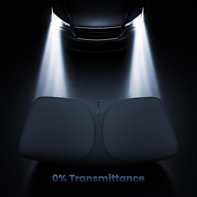 Windshield Sun Shade for Dodge RAM 1500 2019-2023 2024 2025 – Custom Fit Sun Shield with Mirror Cut‑Out, Blocks Heat & UV, Foldable with Storage Pouch - Dodge RAM Windshield Sunshade