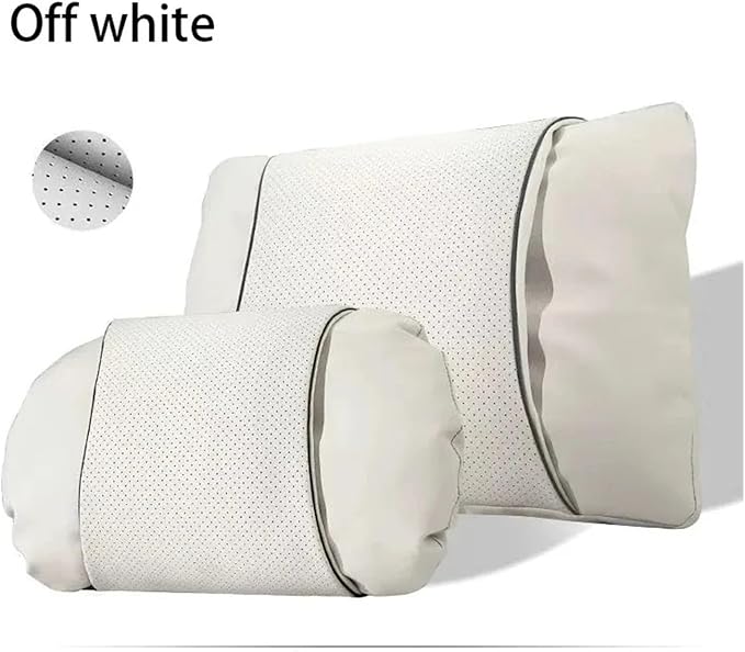 1/2PCS PU Leather Car Neck Pillow & Lumbar Support Cushion, Breathable Universal Seat Headrest Waist Pad, Soft Support Cushion for Daily Driving and Travel(C Style)