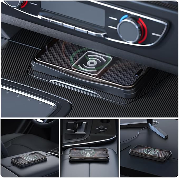 Car Wireless Charger Pad for Ford Ranger 2000-2011 2019-2025, Type-C/USB 20W Fast Wireless Car Charger Pad Non-Slip Cordless Charging Mat,A-30cm Cable Type-C Plug
