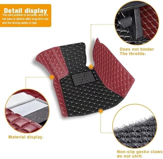 Custom Making Car Floor Mats Protection Pads for 99% Sedan/Coupe/Hatchback/SUV/Pickup Men Women Car Floor Mats Coverage Pads Anti-Slip Leather Floor Lining (Red+Red Stripe)