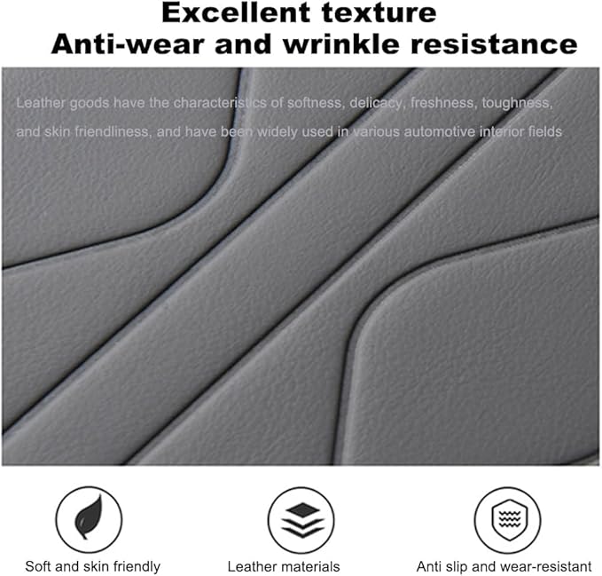 Center Console Armrest Cover Compatible with GMC Sierra1500/2500/3500 2019 2020 2021 2022 2023 2024 Leather Car Armrest Cushion Pad Protector Black Interior Accessories,Grey