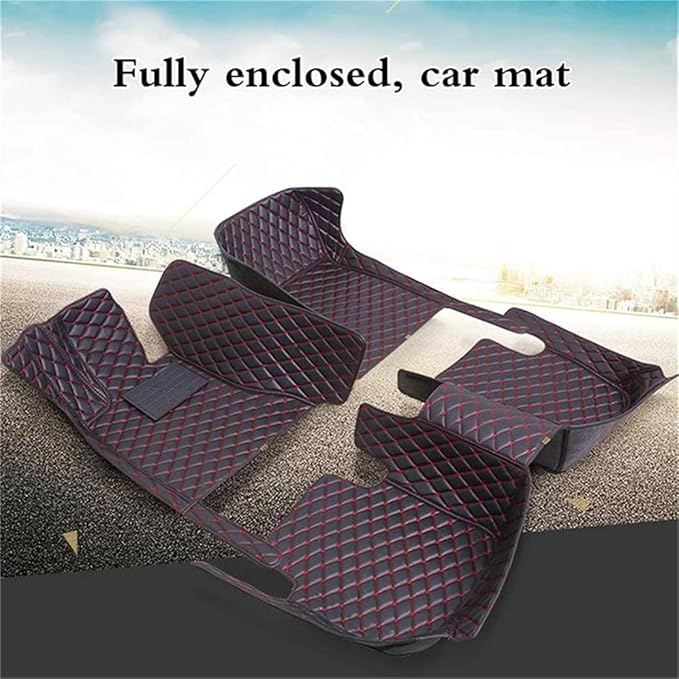 Custom Car Mats All Weather Fit Automotive Floor Mats PU Leather Protector Mat for Most Sedan, SUV, Truck Floor Mats (All Black+White bar)