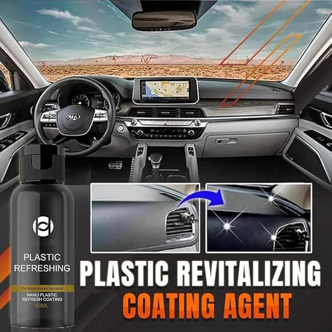 RJDJ Plastic Restorer for Cars, Trim & Exterior – Plastic Revitalizing Coating Agent, Restores Faded Plastic, UV Protection, Car Shine Refurbishing Solution (30ml-1pcs)