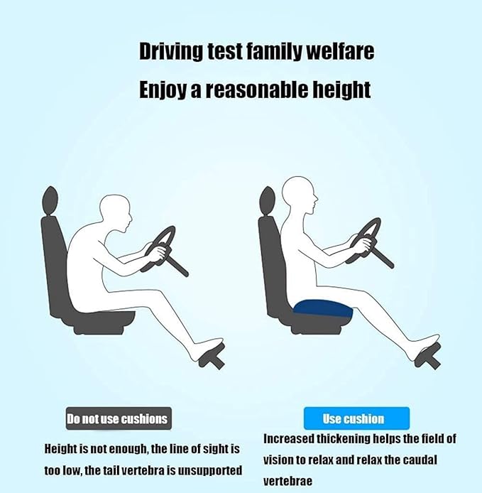 Adult Booster Seat Cushion, Car Seat Cushions for Short People/thick Office Chair Booster Seat Increase Field of View, for Trucks, Car, Office Chair, Home, Wheelchair,angle Lift Seat Cushion (grey)