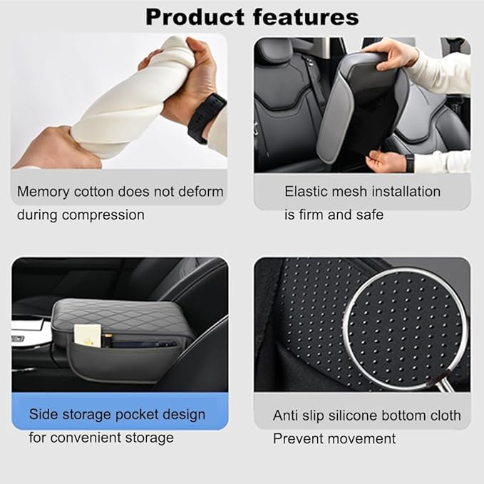 1 Pack Car Center Console Cover Custom Fit for Toyota Grand Highlander Hybrid 2024-2025, Leather Memory Foam Armrest Cushion Protector, Anti-Scratch Durable Armrest Pad,Red