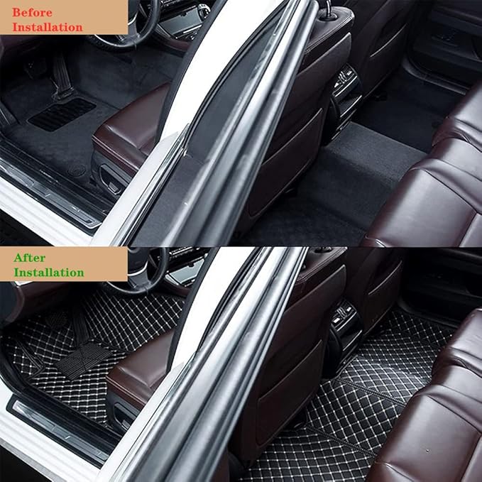 Custom Personalized Car Floor Mats - Luxury Full Coverage All Weather Cars Mats, Anti-Slip Leather Car Mat Set, Custom Floor Mats Fit for 99% of Cars, SUVs & Trucks (Blue, A-Diamond)