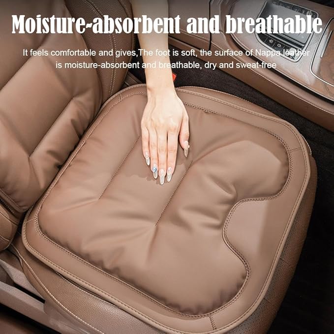 Skin-Friendly & Dirt-Repellent Leather Seat Cushions, 2026 Car Seat Cushion for Driving, 1.57" Thick Comfort Seat Protector, Universal Non-Slip Memory Foam Pad for Car (White, Backrest Cushion)