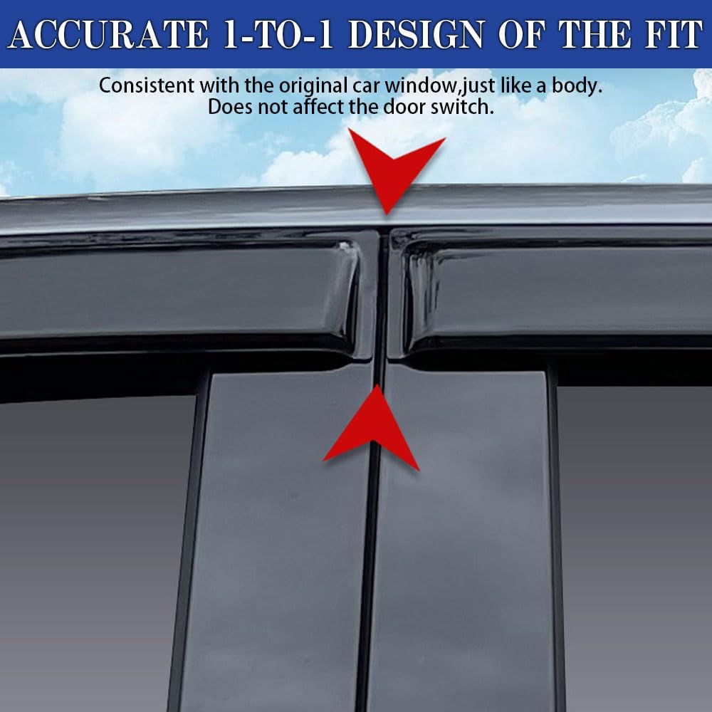 Rain Guards for Honda Civic 2016-2021 Sedan, Tape-on Side Window Deflectors, Window Visors for Cars, 4 pcs