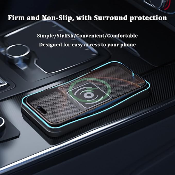 Car Wireless Charger Pad for Dodge Hornet 2023-2025, Type-C/USB 20W Fast Wireless Car Charger Pad Non-Slip Cordless Charging Mat,A-30cm Cable Type-C Plug