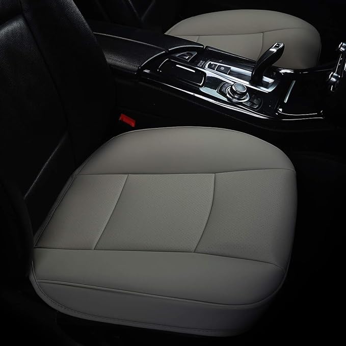 Car Interior PU Leather Car Seat Cover Protector Front Car Seat Cover,Single Seat Cover (Width 20.8×deep 21×Thick 0.2 inch) (Gray) Taupe