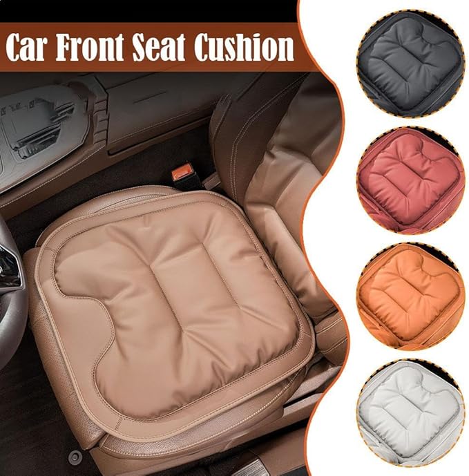 Skin-Friendly & Dirt-Repellent Leather Seat Cushions, 2026 Car Seat Cushion for Driving, 1.57" Thick Comfort Seat Protector, Universal Non-Slip Memory Foam Pad for Car (Brown, Backrest Cushion)