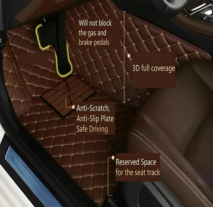 Customize Car Floor Mats for 99% Sedan SUV Sports Car All Weather Leather Full Coverage Waterproof Non-Slip Vehicle Lining Pads (Pure red Stripe)