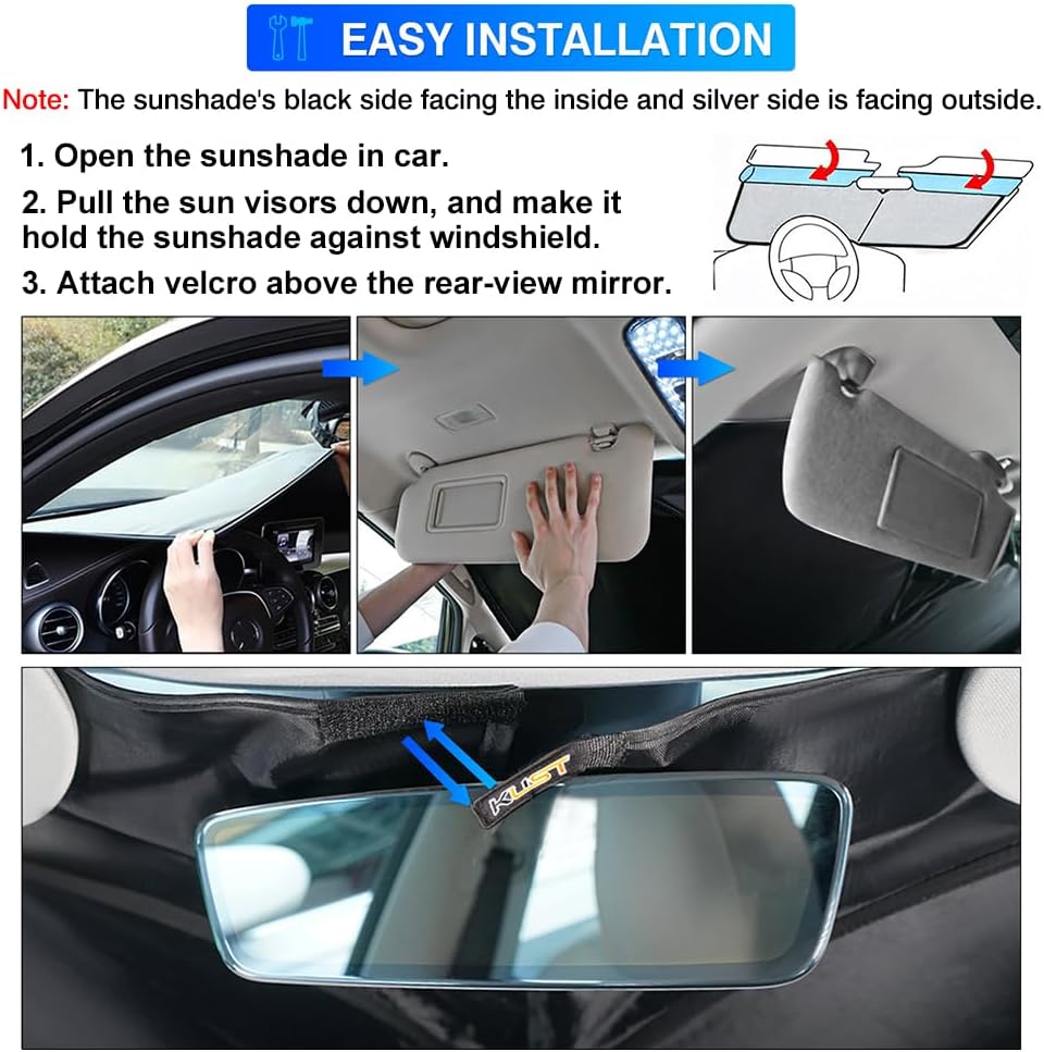 KUST Windshield Sun Shade Hyundai Santa Fe 2013-2018 Accessories Custom Fit for Window Sun Visor Protector Foldable Blocks UV Rays Keep Your Car Cooler
