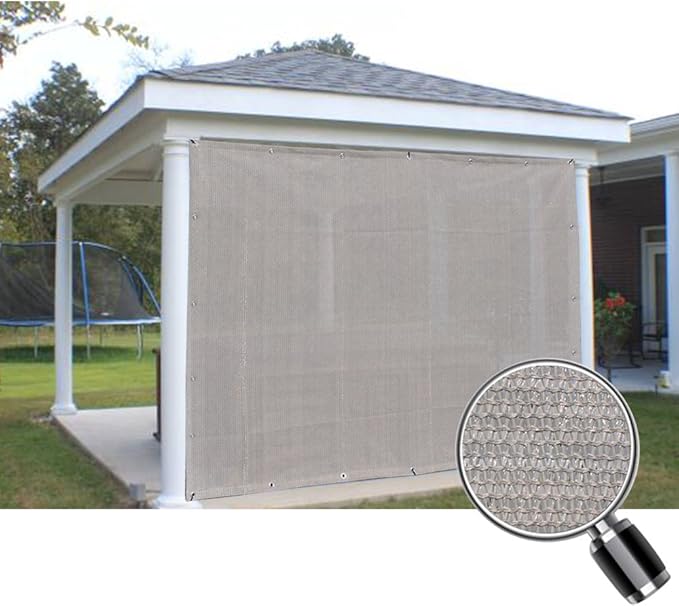 Alion Home Sun Shade Privacy Panel with Grommets and Hems on 4 Sides for Patio, Awning, Window, Pergola or Gazebo - Smoke Tan(7.5' x 6')
