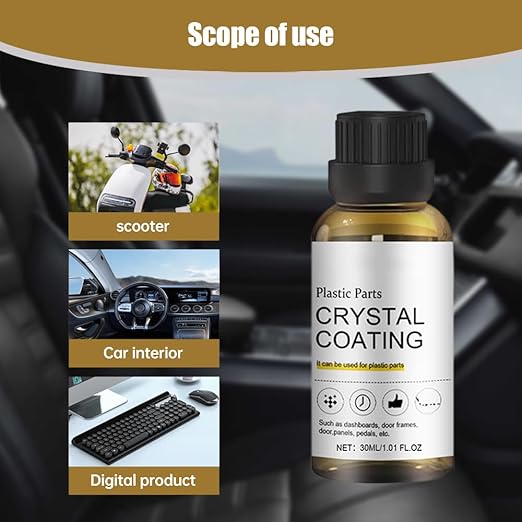 2025 Upgrade Crystal Coating for Car, Plastic Parts Crystals Coating, Plastics Parts Crystal Coating Plastic Restorer with Spong, Long Duration Refurbish Coatings Agent for Automotive Plastics (4Set)