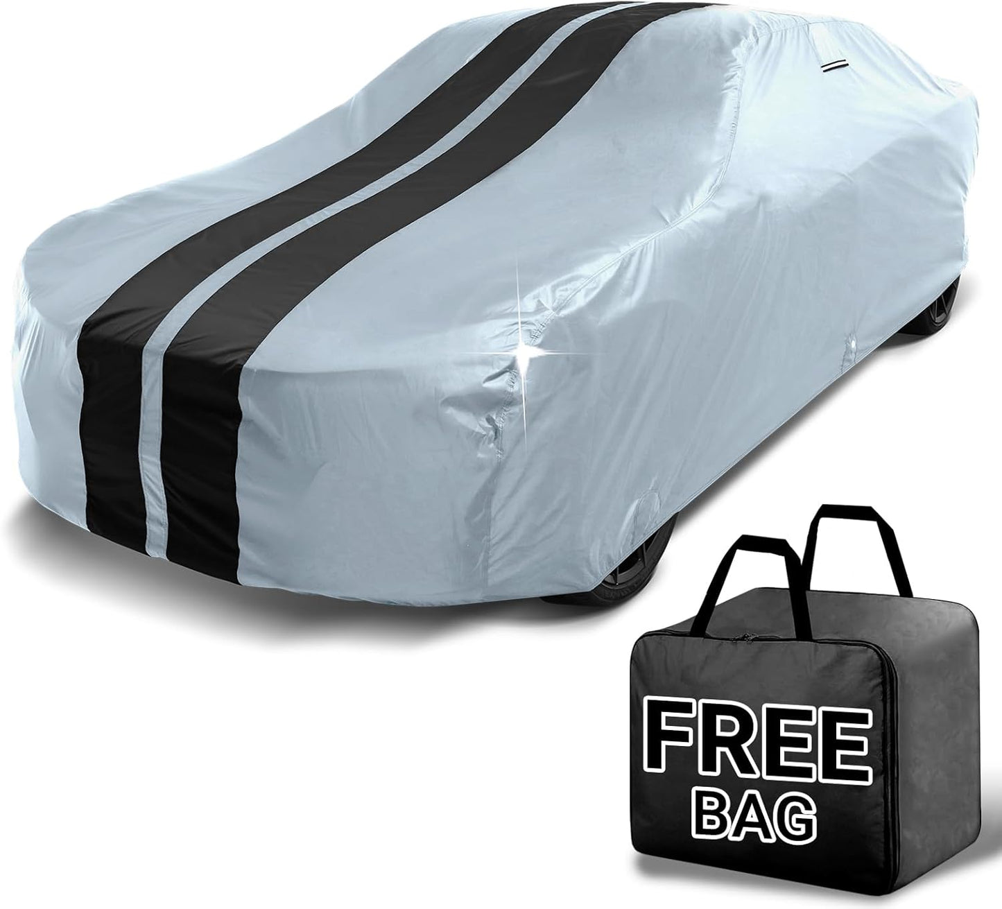 iCarCover Custom Car Cover for Buick Super Sedanette (1947-1949) Waterproof All-Weather Rain Snow UV Sun Protector Full Exterior Indoor Outdoor Car Cover (Stripe - Gray/Black)
