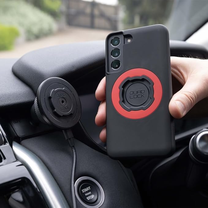 Quad Lock Adhesive Dashboard/Console Car Phone Holder Kit with MAG Wireless Charging Head V2 and MAG Phone Case for iPhone 14 Pro