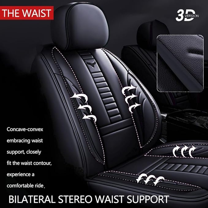 for Chevy Equinox Seat Covers 2005-2026, Full Coverage Customized Car Seat Covers, Premium Leather Waterproof Stain-Resistant Easy to Install (Standard 5 Seats, Black)