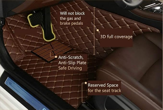 Custom Making Car Floor Mats Compatible for 2000-2025 All Mode Sedan SUV Sports Car Full Coverage Cute Pads Protection Non-Slip Leather Floor Liners (Blue)