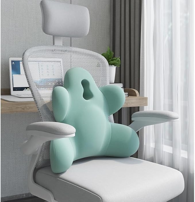 Lumbar Support Pillow for Office Chair, Back Pillow Lumbar Support for Car, Chair, Sofa - Improve Lower Back Pain Relief & Sitting Posture, Memory Foam Back Cushion for Long Sitting (Green)