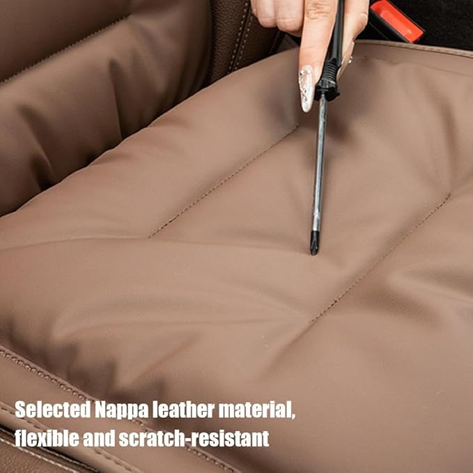 Skin-Friendly & Dirt-Repellent Leather Seat Cushions, 2026 Car Seat Cushion for Driving, 1.57" Thick Comfort Seat Protector, Universal Non-Slip Memory Foam Pad for Car (Red, Backrest Cushion)