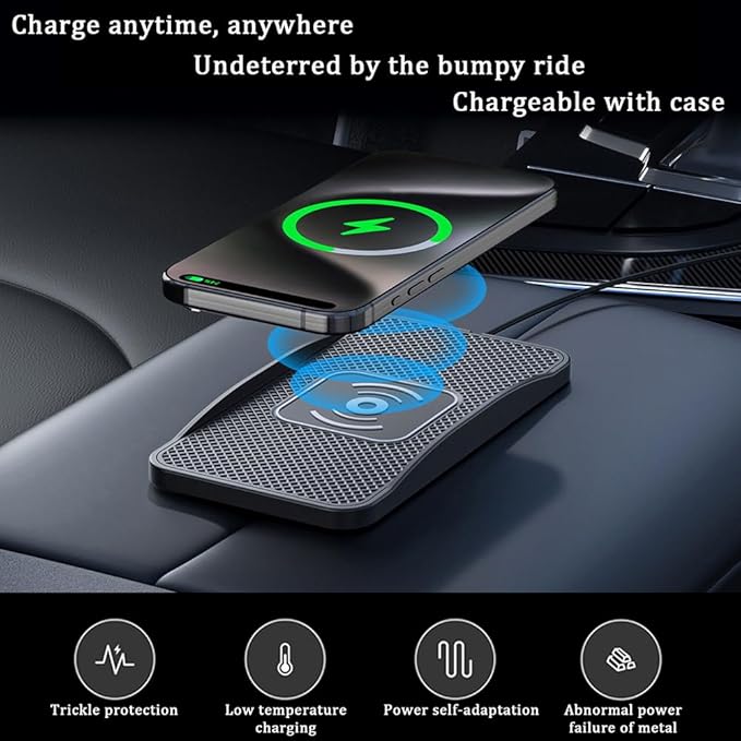 Wireless Car Charger Pad for Honda HR-V 2016-2026, Type-C/USB 20W Car Wireless Charger Non-Slip Phone Charging Pad Car Accessories,B 30cm Cable USB Plug