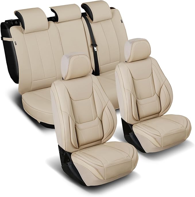 Coverland Custom Fit Car Seat Covers for SUV Compatible with [X3, X5, UX 200, CX-3, Crossland X, Grandland, 9-4X] Premium Waterproof Non-Slip Interior Seat Protector [Full Set Beige - Size Chart X52]