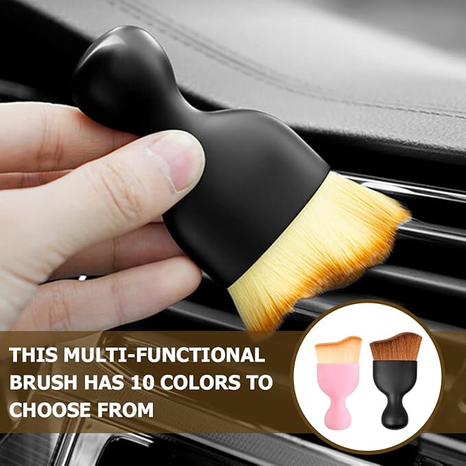 Blilo Car Interior Detailing Brush, Auto Soft Hair Cleaning Brushes, Curved Dirt Dust Collectors, Removal Tool for Dashboard Air Conditioner Vents Leather, Scratch Free (Black/White/1PCS)