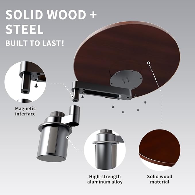 Car Tray & Car Desk for Laptop, 360° Rotating Wood Cup Holder Table, Steering Wheel Tray, Car Accessories for Women & Men,Compatible with Tesla Model Y/3/S, Ford F150/Explorer/Maverick & Most Vehicles