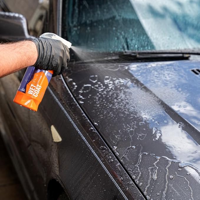 GYEON Wet Coat Kit - Hydrophobic Ceramic Spray Coating for Cars - High Gloss Solutions for Your Car Paint Wheels and Glass - Spray On Rinse Off Easy DIY Use Formula