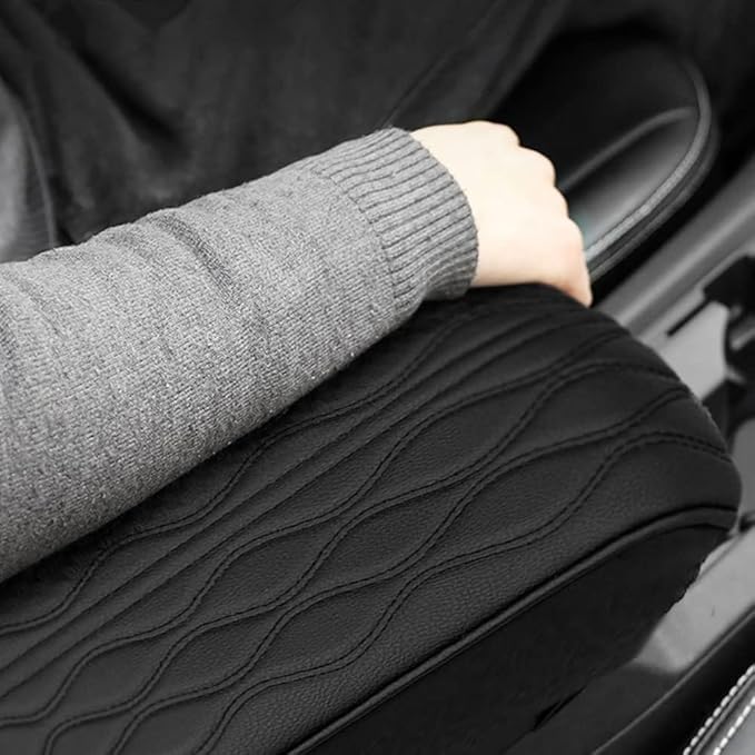 Leather Car Armrest Box Pad, 2025 Upgrade Universal Auto Arm Rest Cushion Memory Cotton Armrest Box Pad, Car Center Console Cover for Most Vehicle, Car Accessories (#3)