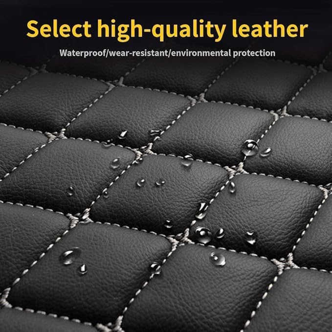 Custom Making Car Floor Mats for 90% Car Model Luxury Leather All Weather Waterproof Anti-Skid Full Coverage Liners (Black and Coffee)