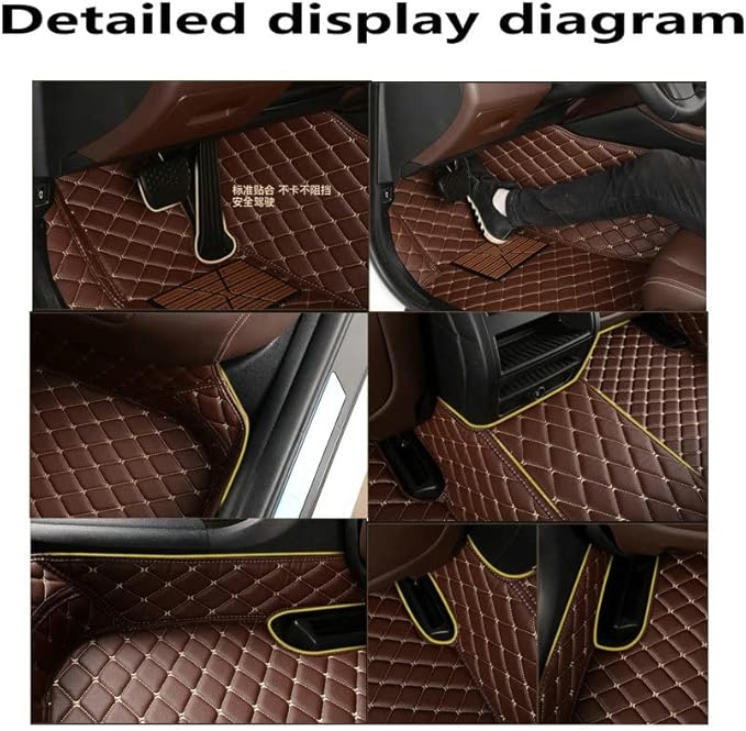 KaiLaiCarCustom Automotive Car Floor Mats for 99.99% Sedan SUV Sports Car Men Women Protection Full Coverage Pads Anti-Slip Leather Floor Lining (Yellow+Black, C- Diamond Double Spelling)