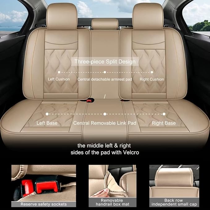 AOMSAZTO Front Seat Covers Fit for Toyota RAV4 2007-2026 Faux Leather Car Seat Cover Waterproof Airbag Compatible(2PCS Front, Beige)