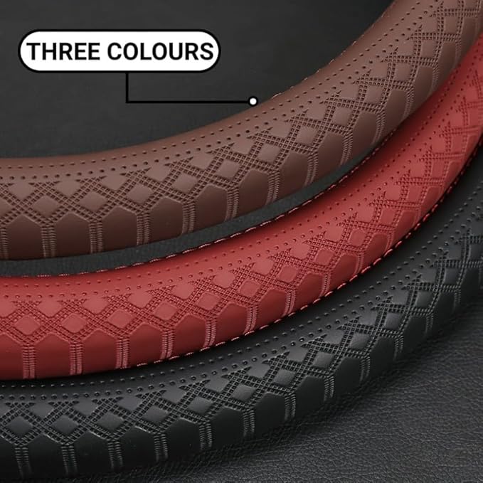 Wood Car Steering Wheel Cover Rubber Inner Ring All Car Universal Four Seasons Universal Thin Fiber Leather Anti-Slip 16 17 18 19inch for Truck (18inch, Black)