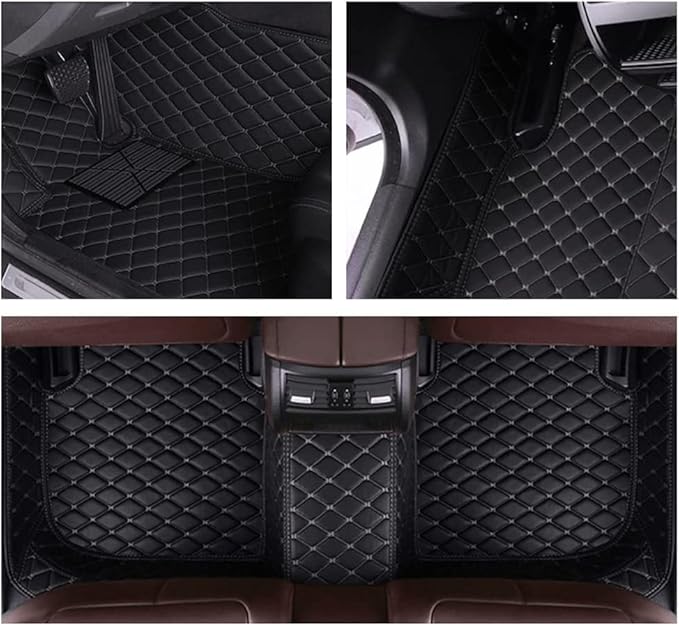MELKEN Custom Fit Leather Car Floor Mats for 95% of Cars Full Coverage Floor Liners Car Mats (Black & Coffee)