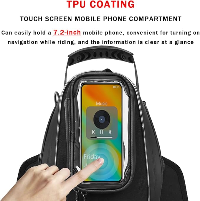 Motorcycle Tank Bag for Honda CBR300R CBR500R CBR650R, Oxford Magnetic Motorbike Bag Water-Resistant Motorcycle Gas Tank Bag with Magnets and Straps for Touring,A/Strap