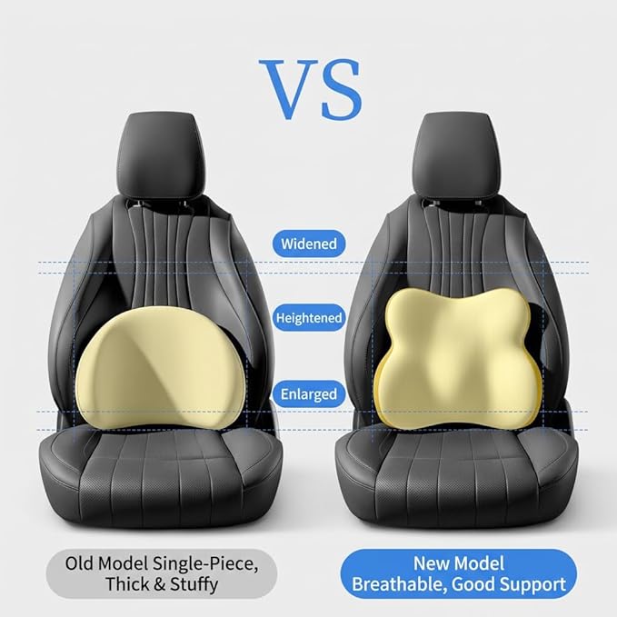 Car Headrest Pillow & Lumbar for Audi A4 B8 Sedan 2007 2008 2009 2010 2011 2012 2013 2014 2015, Car Seat Neck Pillow Back Support, Breathable All-Season Automotive Seat Cushions, 2PCS