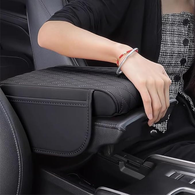 Car Armrest Pad for Ford Bronco Sport (CX430) 2021 2022 2023 2024 2025 2026 Leather Armrest Box Mat Center Console Cushion Pad Universal Armrest Seat Box Cover Protector,Grey