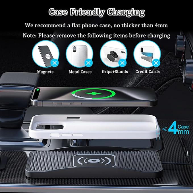 Wireless Car Charger Pad for Cadillac Escalade Lyriq Optiq VISTIQ 2000-2026, Type-C/USB 20W Car Wireless Charger Non-Slip Phone Charging Pad Car Accessories,A 30cm Cable Type-C Plug