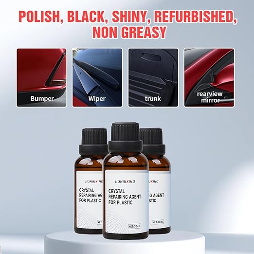 Plastics Parts Crystal Coating, 2025 Upgraded Leather Plastic Polishing Renovation Coating Agent, Car Trim Restorer with Sponge, Crystal Coating for Cars Interior or Exterior (4)