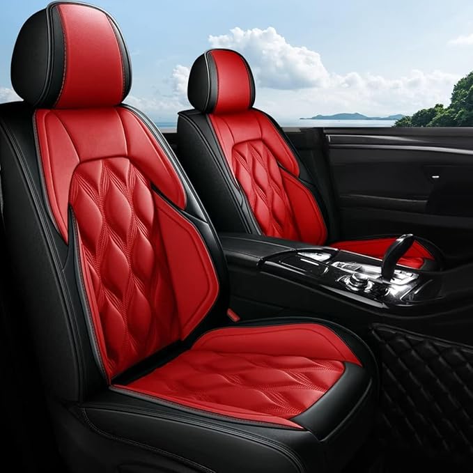 AOMSAZTO Car Seat Covers Full Set Fit for Rogue Sport 2017-2022 Waterproof Faux Leather Car Seat Cushions Automotive 5 Seat Covers Set（Black&Red）