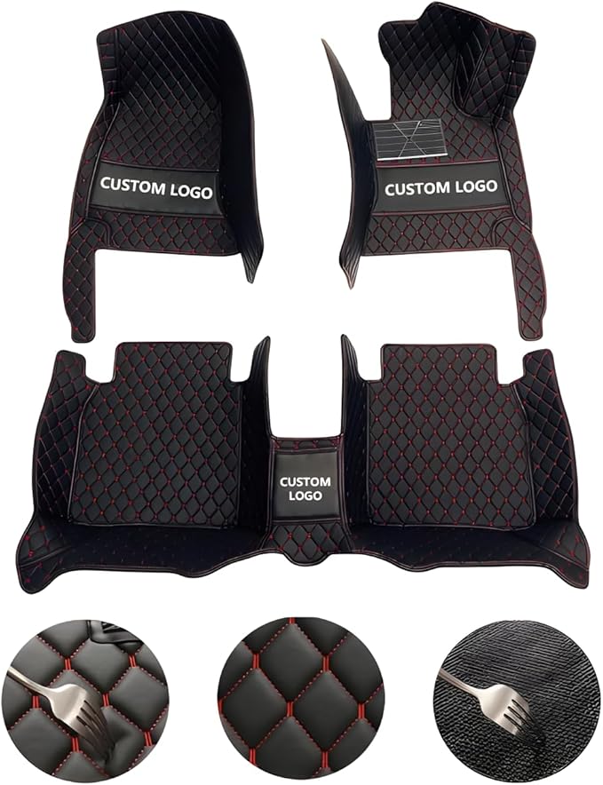 Customize Car Floor Mats for 99% Sedan SUV Sports Car All Weather Leather Full Coverage Waterproof Non-Slip Vehicle Lining Pads (Orange)