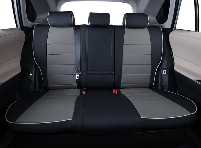 EKR Rav4 Seat Covers Custom Fit for Toyota Rav4 XLE,Platinum,Limited 2013-2018 & SE 2016-2018, Leather Car Seat Cover Full Set for SUV,Faux Leather(Black/Gray)