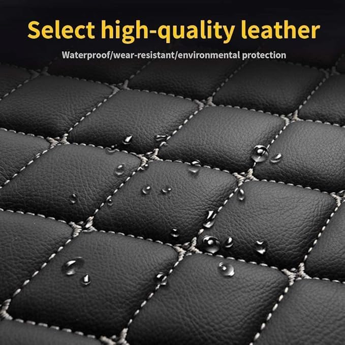 Custom Car Floor Mat Compatible with 97% Car Models Luxury Leather All Weather Waterproof Anti-Skid Full Coverage Car Mats (Brown with Black)