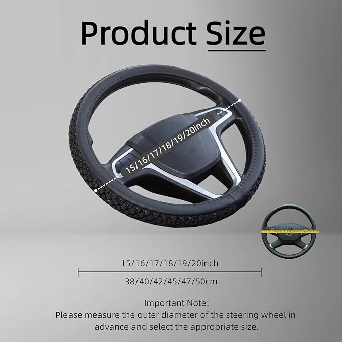 Size 16-20 Inch Ice Silk Ventilation Multi-Style Comfy Grip Steering Wheel Cover for Truck, Bus, Big Rig Trucker,SUV， Anti-Slip Design 16-20 Inch (BlackRed, 17)