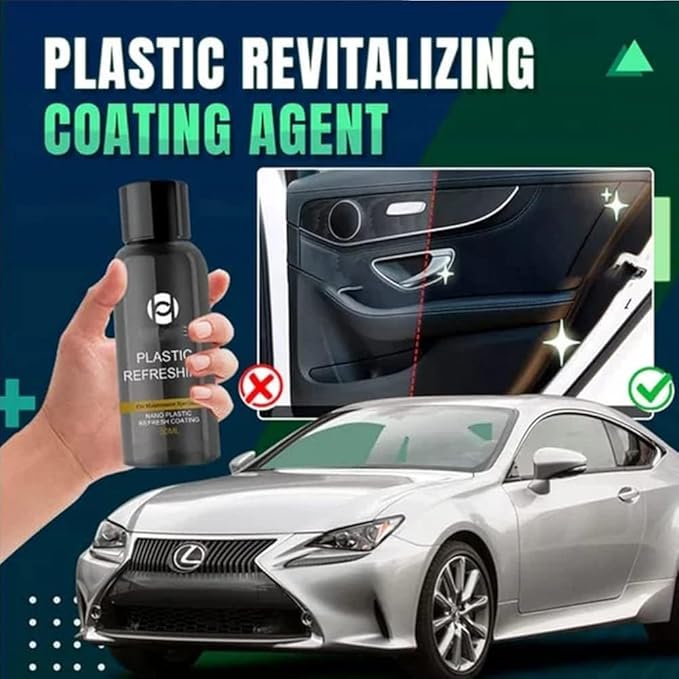 RJDJ Plastic Restorer for Cars, Trim & Exterior – Plastic Revitalizing Coating Agent, Restores Faded Plastic, UV Protection, Car Shine Refurbishing Solution (50ml-4pcs)
