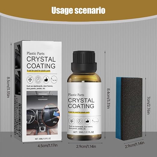 2025 Upgrade Crystal Coating for Car, Plastic Parts Crystals Coating, Plastics Parts Crystal Coating Plastic Restorer with Spong, Long Duration Refurbish Coatings Agent for Automotive Plastics (5Set)