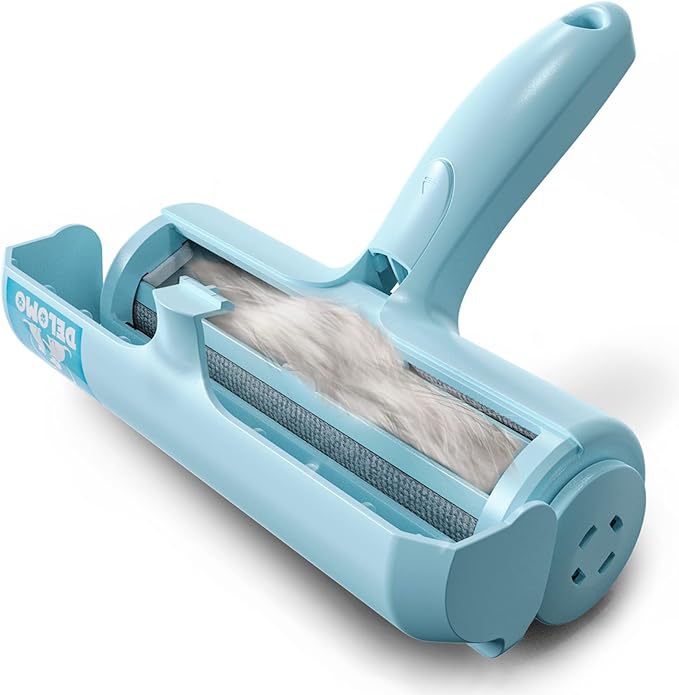 DELOMO Pet Hair Removal Tool, Pet Hair Remover - Lint Roller for Pet Hair - Cat and Dog Hair Remover for Couch, Furniture, Carpet, Car Seat, Reusable Lint Roller with Fur Bin, Pet Owner Essential